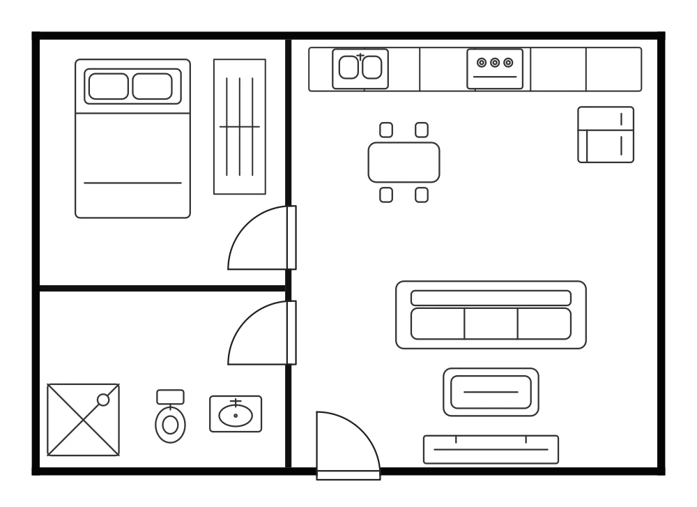 One-bedroom apartment floor plan preview