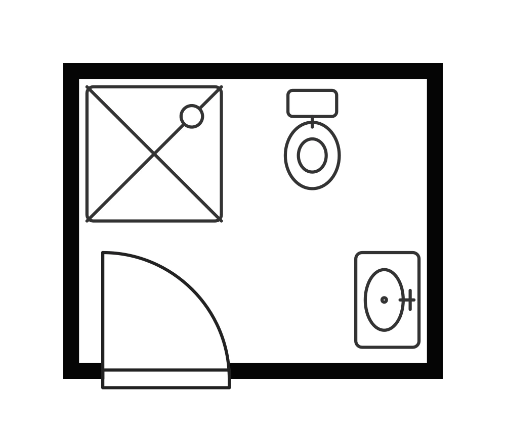 Compact bathroom with a shower floor plan preview