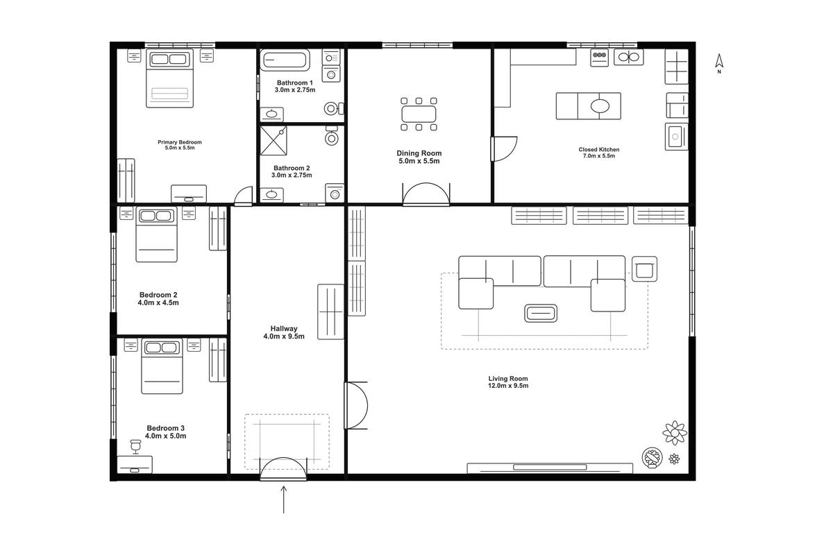 Family house floor plan template preview