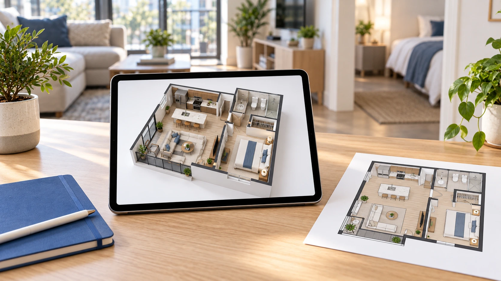 Easy-to-read apartment floorplan concept for a rental property