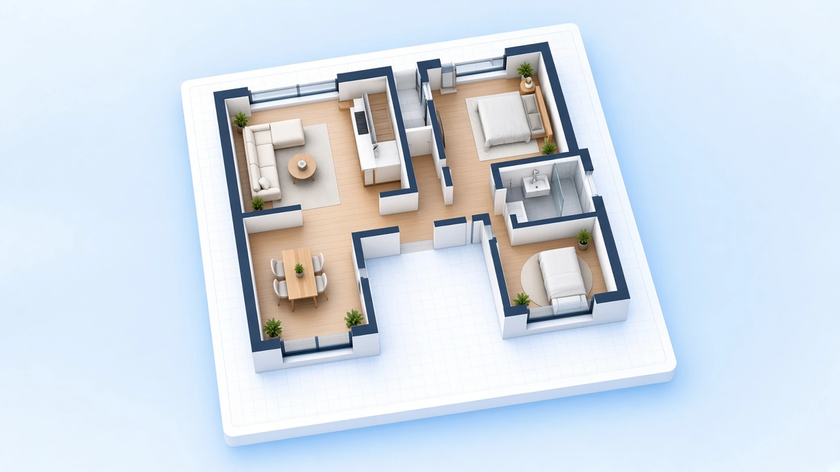 Right floor plan designer workspace with a blank canvas and wall tools