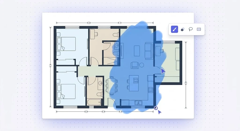 Editing only a selected area of a floor plan