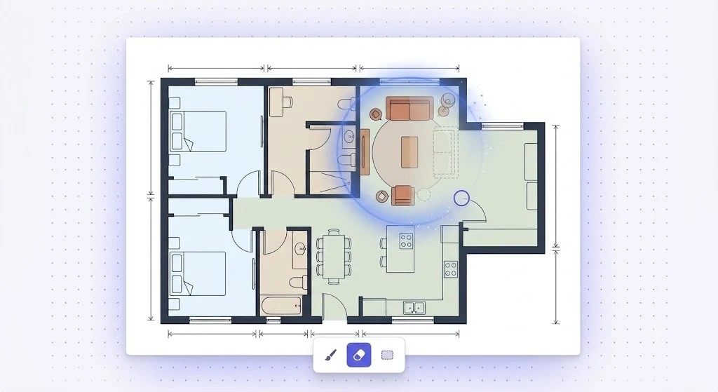 Removing unwanted objects from a floor plan in one stroke