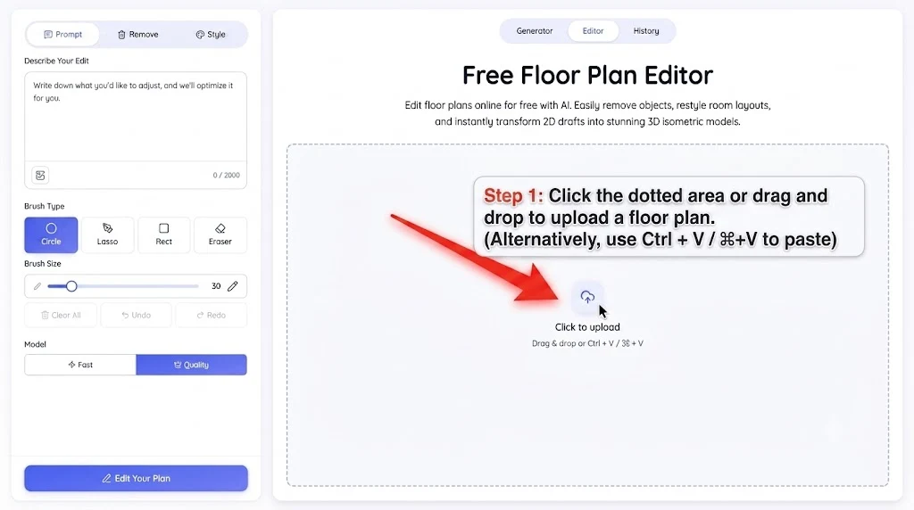Upload a floor plan into the Floor Plan Editor