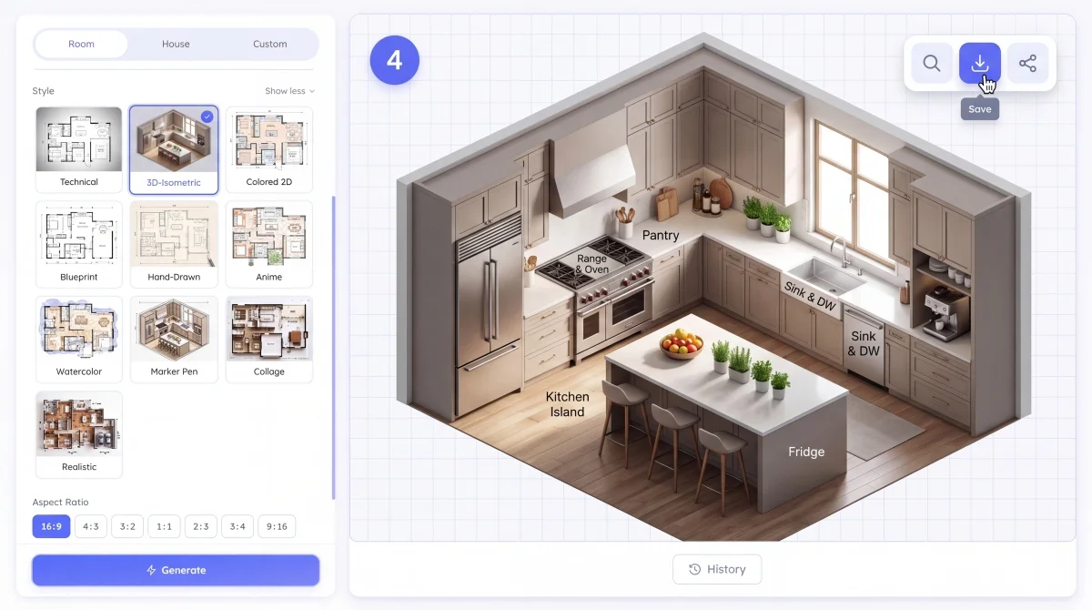 Step 4: Preview, Download & Share Your Floor Plan