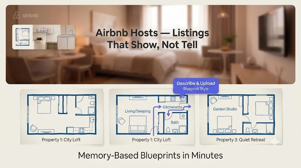 Airbnb host generating Blueprint-style floor plans for property listings