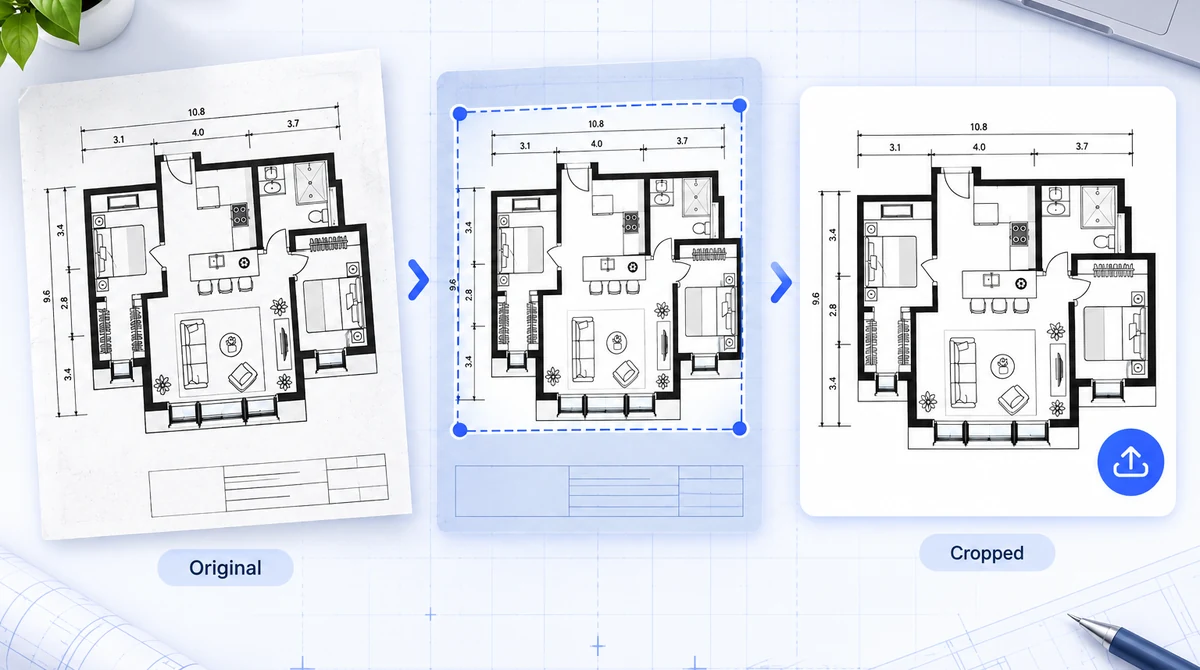 Uploaded 2D floor plan prepared for 3D conversion