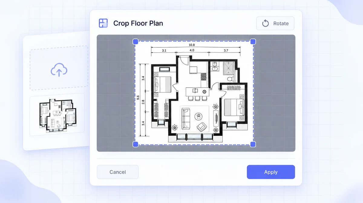 Clean 2D floor plan ready to upload to the floor plan to 3D converter