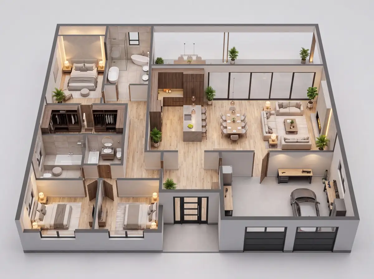 3D-Isometric Style Floor Plan