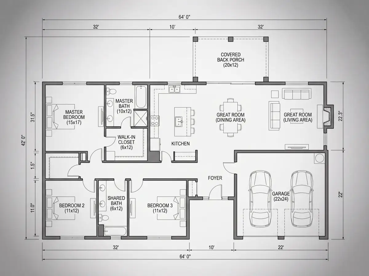 Technical Style Floor Plan