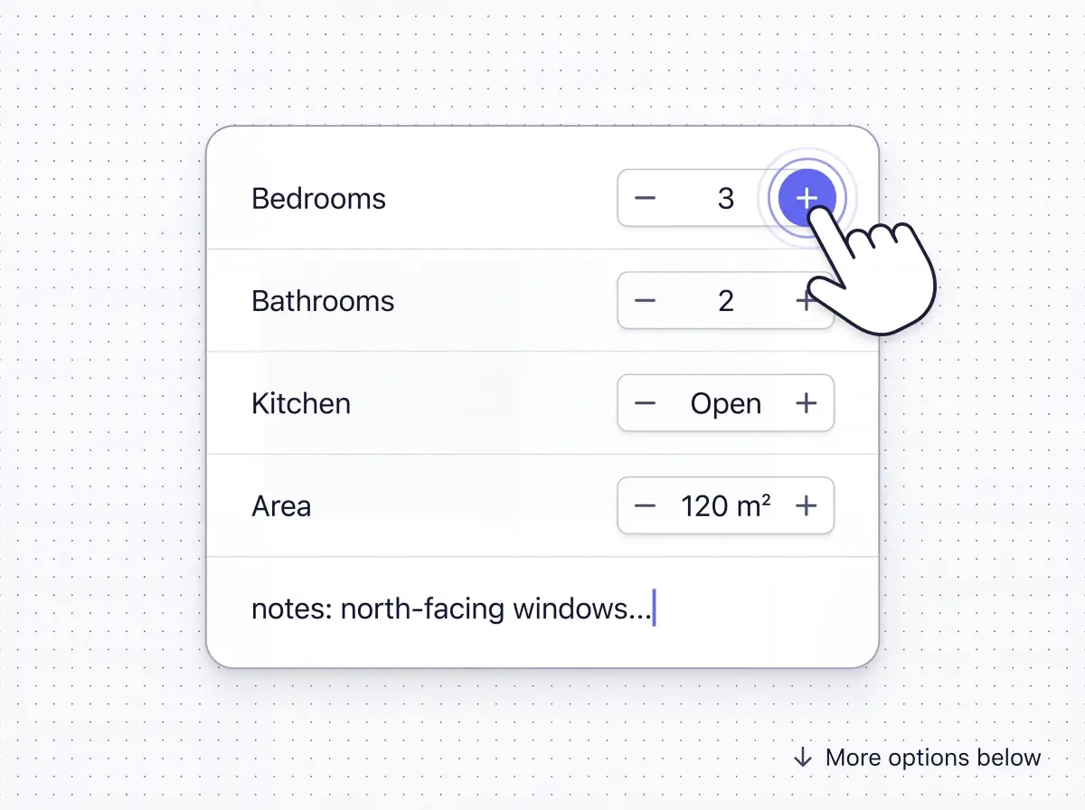 Configure dimensions and layout for your floor plan