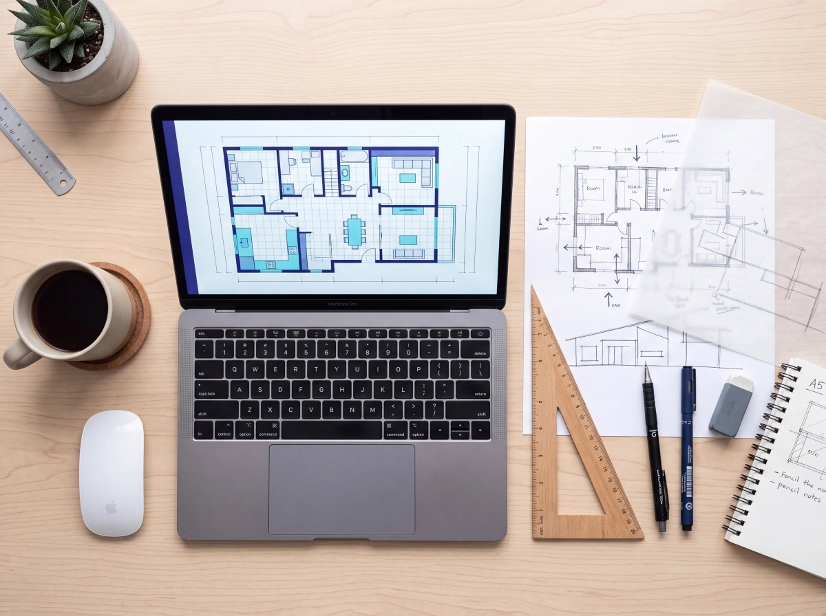 Architect generating early-stage floor plan concepts