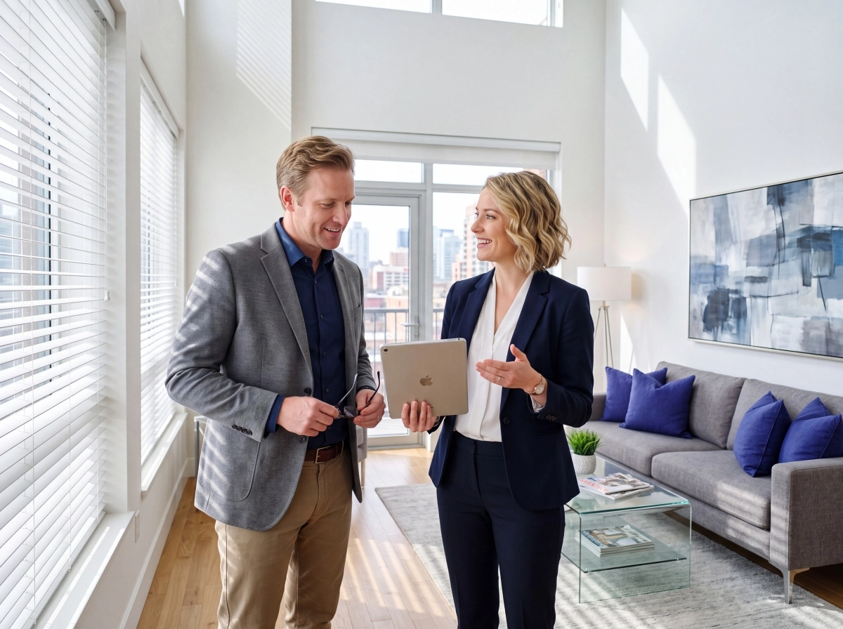 Real estate agent creating floor plans for listings