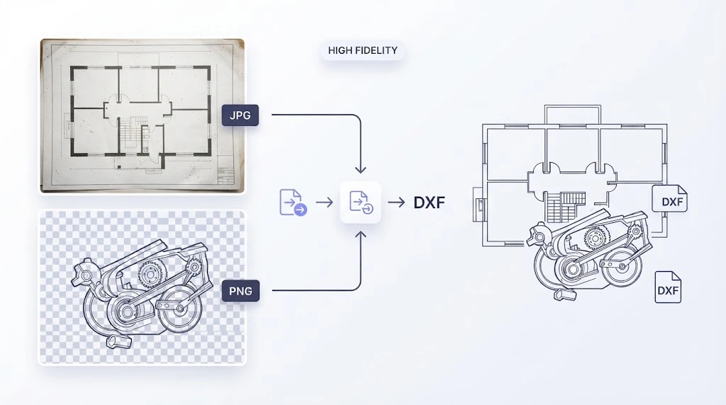 Dedicated JPG to DXF and PNG to DXF Support