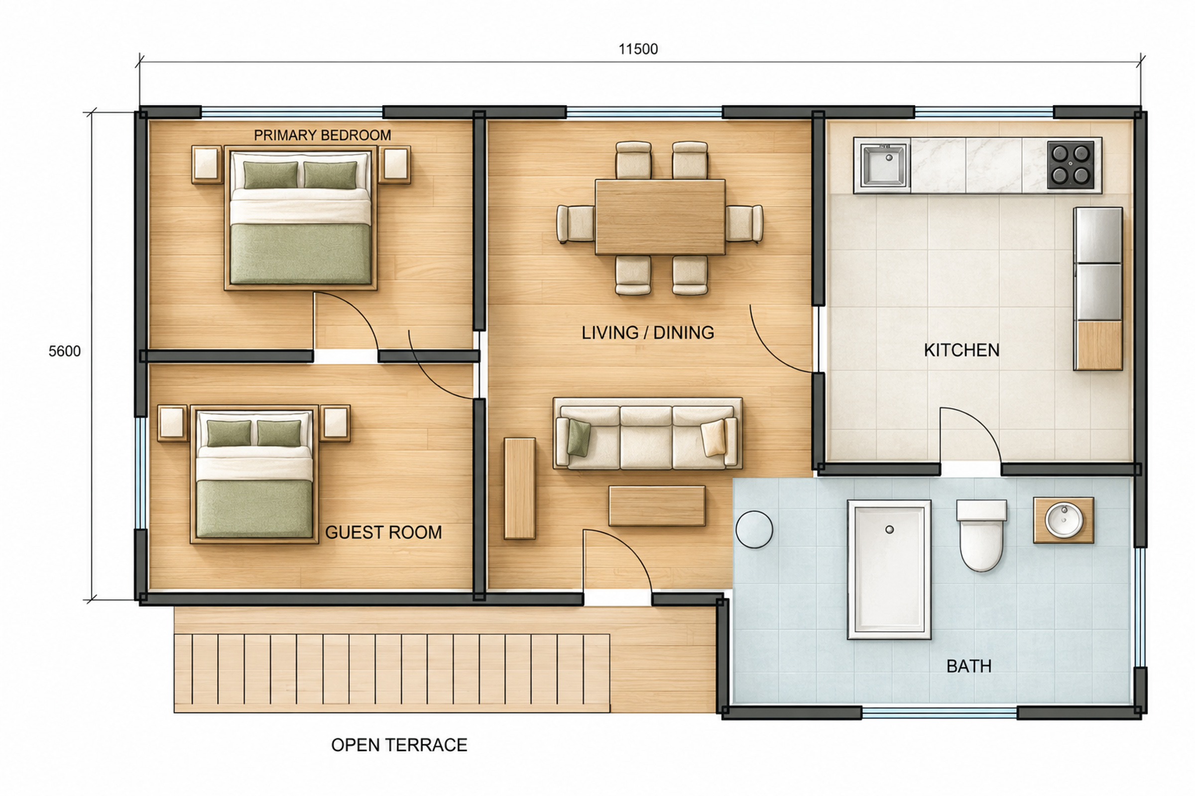 Colored apartment plan
