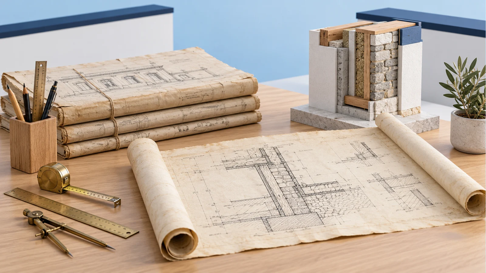 Archived construction drawings prepared for review