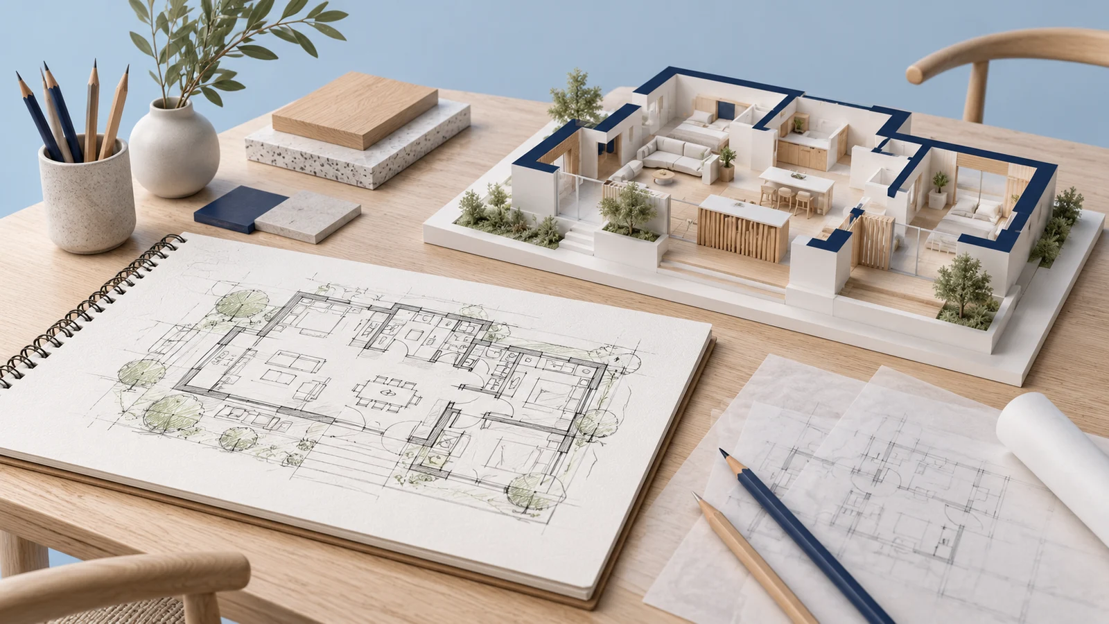 Early floor plan sketch used in a design discussion
