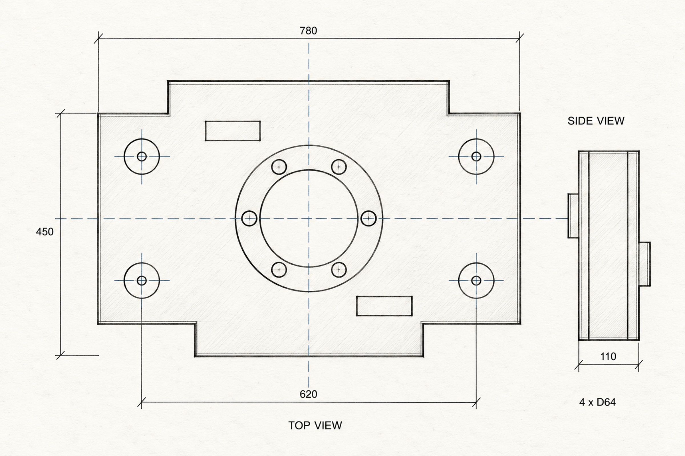 Mechanical bracket blueprint