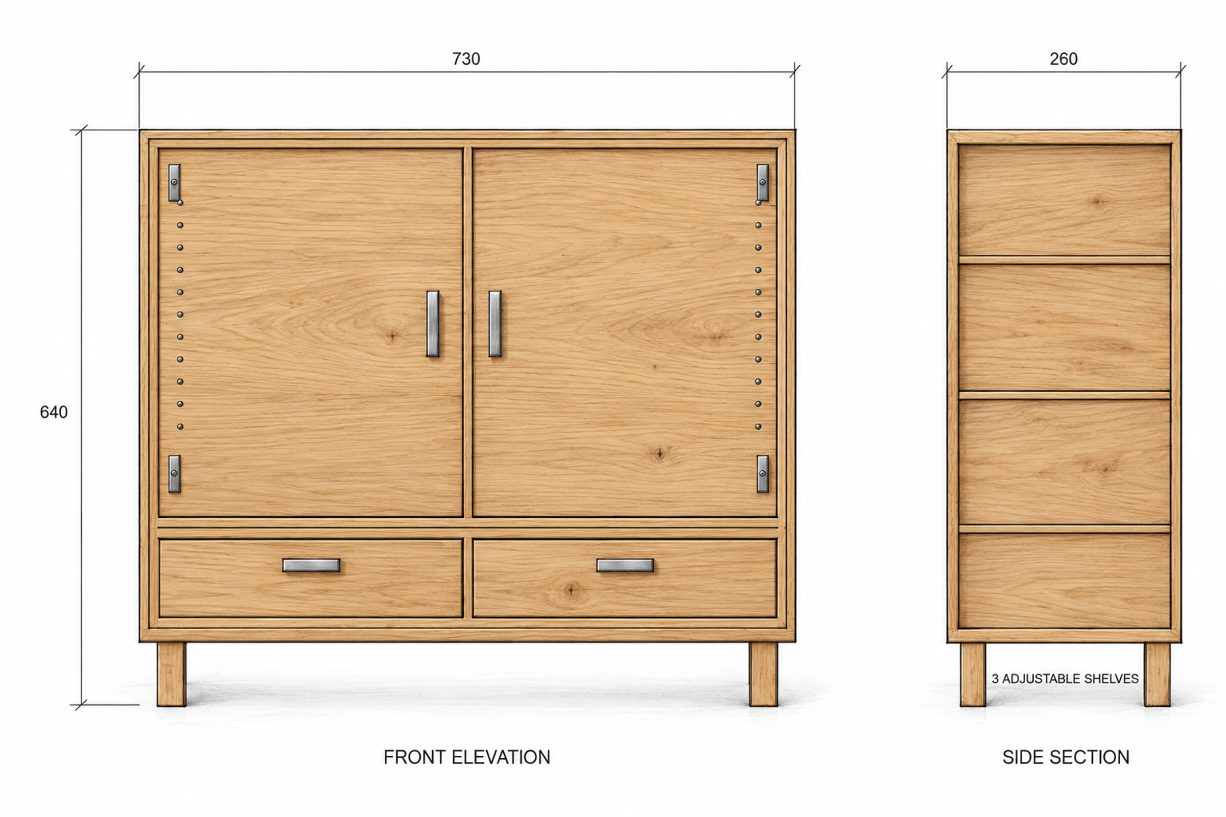 Wood cabinet elevations