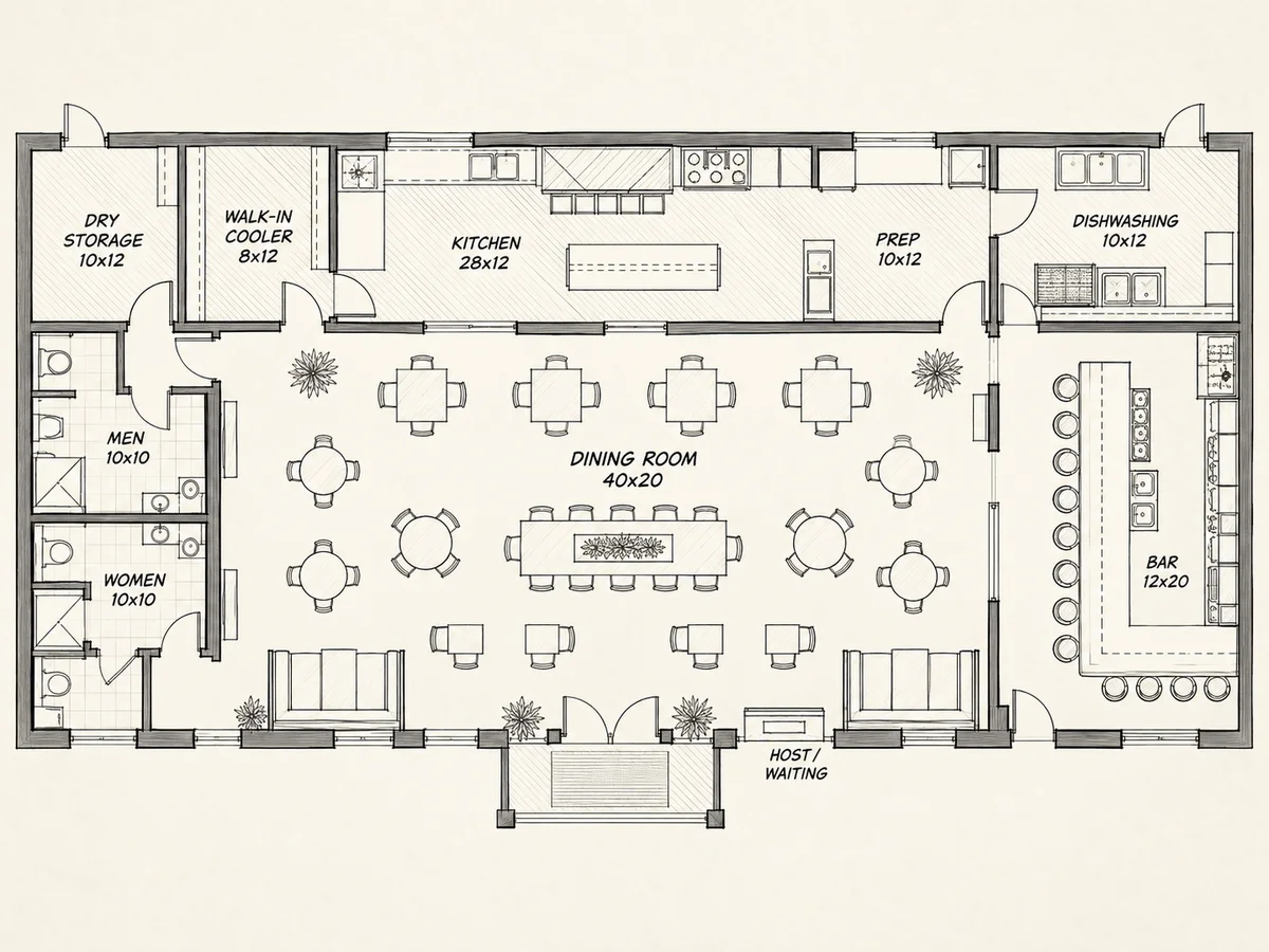 Hand-Drawn Style Floor Plan